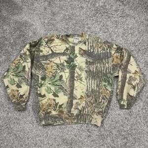Vintage Jerzees Sweatshirt Camo Realtree Woodland USA Crewneck Sweater Mens XL